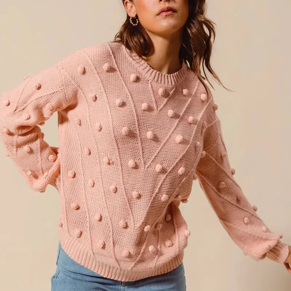 SO ME Pom Pom Textured Knit Sweater Top - Picture 8 of 10